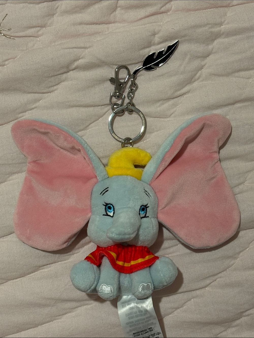 NWOT Disney Dumbo Plush Keychain - Pink & Gray Elephant Soft Toy